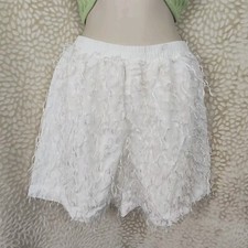 & Other Stories Womens Shorts White Tassel Lightweight Elastic Waist Size UK 6
