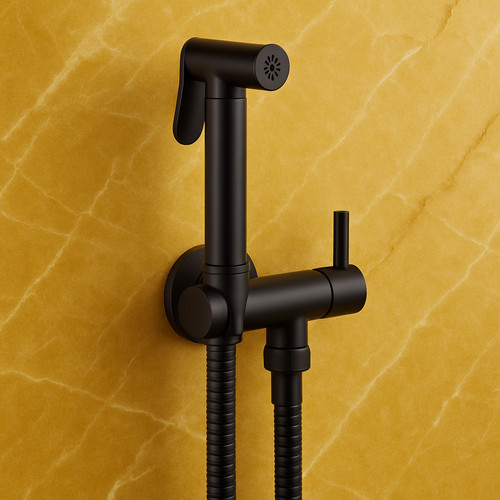 Round black douche spray kit - round,