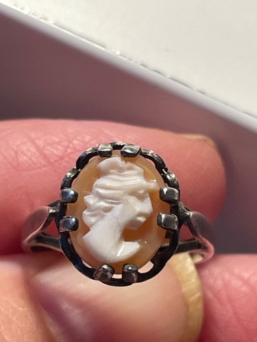 Vintage silver cameo ring size - vintage,