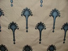 2 Metres Ashiki Navy Moroccan Ikat Embroidered Fabric Curtain Cushion Blind