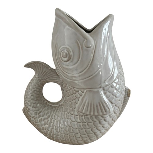 Large white ceramic fish jug - white, /