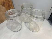 3x Vintage VSL Glass Jars With Lid Storage Canisters Kitchen Larder Pantry