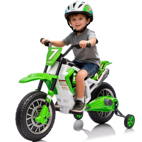 Green 12v kids ride - green, on