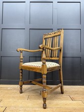 Antique Oak Carver Chair – Late Victorian Dining Chair with Carved Detail
