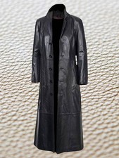 Men's Lambskin Black Genuine Leather Trenchcoat Coat Long Coat Jacket
