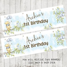 Winnie the Pooh x 2 Personalised Birthday Banner Children Kids Party Decoration