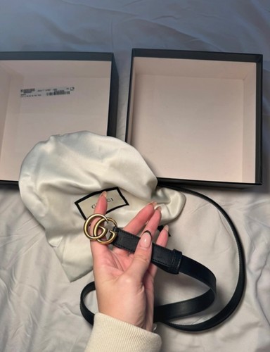 Thin gucci belt black and - thin, belt.