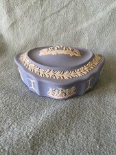 Wedgwood Blue Jasperware Scalloped Edged Trinket Box with Lid