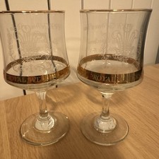 1981 Royal Wedding Commemorative Glass Wine Goblets Charles & Diana