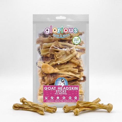 Natural goat skin sticks - natural, dog