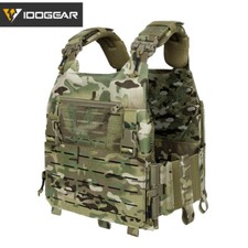 IDOGEAR Gilet tactique Airsoft Plate Carrier Laser Cut MOLLE Quick Release Camo