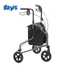 NEW Days Lightweight Aluminium Tri Wheel 3 Wheeled Walker With Shopping Bag