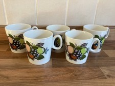5 x Swinnertons Harvest Fruit Tea Coffee Mugs Ironstone Pottery Vintage 1970’s