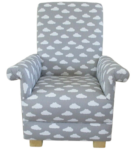 Grey white clouds fabric - grey,
