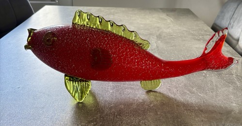 Murano large red green glass - large,