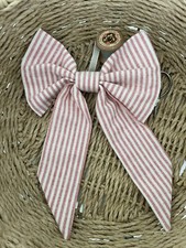 Susie Watson Small Bow  Door Hanger Piping Stripe Dark  Pink Cotton Fabric