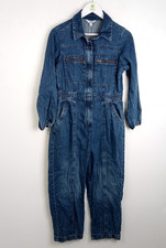 M&S Women's Denim Utility Jumpsuit Blue Mid Wash Size 10 NEW F2