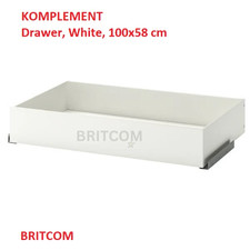 IKEA KOMPLEMENT White Drawer 100x58cm Smooth Glide Storage for PAX Wardrobe