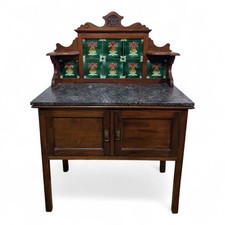 Antique marble top washstand - Victorian Mahogany millinery cupboard - vanity