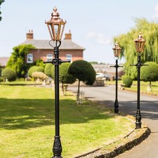 NEW 2.3m Polished Copper Hexagonal Lamp Post & Lantern Set - Outdoor Lighting