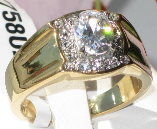 Mens gold ring oval - , pinky