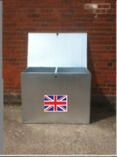 LARGE GALVANISED FEED BINS WITH TWO COMPARTMENTS. HORSE,CHICKEN ,FEED ,GRAIN.