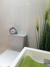 Gloss White Twin Embedded 8mm Bathroom Cladding Kitchen Ceiling Panels PVC Wall