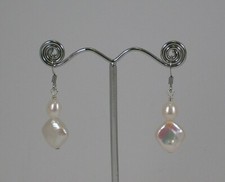 White Diamond Shaped Dropper Earrings