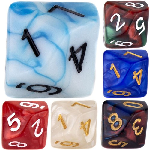 D10 poly dice - (select, colour)