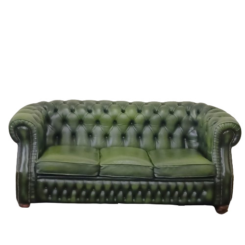 Three seater green leather - green,