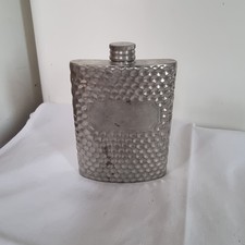 Vintage British Pewter Hip Flask – Sheffield England 3 oz Hammered Design