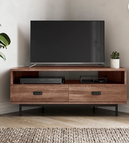Dark oak corner cabinet - dark, tv