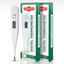 2pk Digital Thermometer Medical LCD Audible Alarm Baby Adult Oral Ear Body Fever