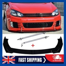 Front Bumper Lip Splitter Spoiler Body Kit + Strut Rods For VW Golf MK6 MK7 GTI