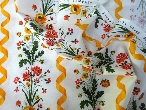 Vintage french cotton fabric - french,