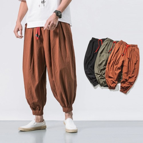 Men linen harem - pants, loose
