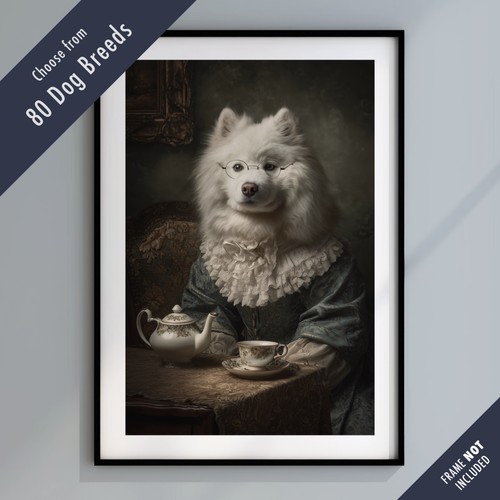Dressed dog tea party - party, portrait