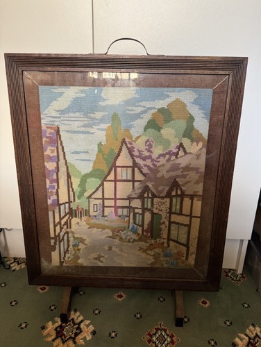 Vintage wooden fire screen - wooden,