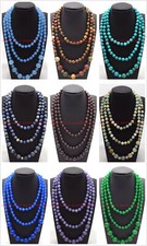 Natural 8+12mm Genuine Multicolor Round Gems Long Necklace Jewelry 36-100" AAA
