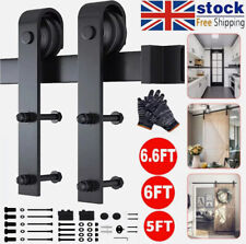 5/6/6.6FT Sliding Wood Barn Door Track System Kit Hardware Set Stainless Steel