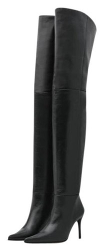 Topshop black leather - black, thigh