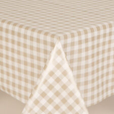 Bistro Beige and White Gingham Check Pvc Wipeclean Vinyl Tablecloth