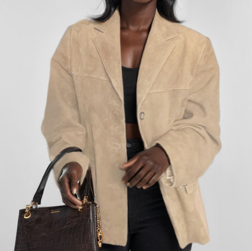 Women faux suede jacket - faux,