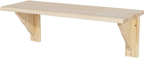 Natural wooden wall shelf - wooden,