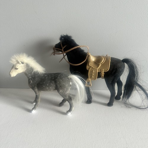 Toy flocked horses grey - toy,