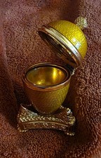 Faberge Egg-Style Trinket Box with Stand Yellow