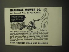 1949 National Sickle Bar Mower Ad - Quality mower builders for 30 years