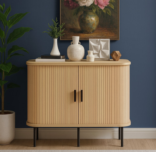 Slatted tambour sideboard - slatted,