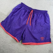 Vintage Umbro Shorts Men XL Purple Soccer Gym Sport 90s 80s Drawstring USA Nylon