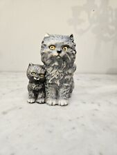 1975 Vintage Porcelain Goebel Cat&Kitten Figurine- Grey Persian Cats